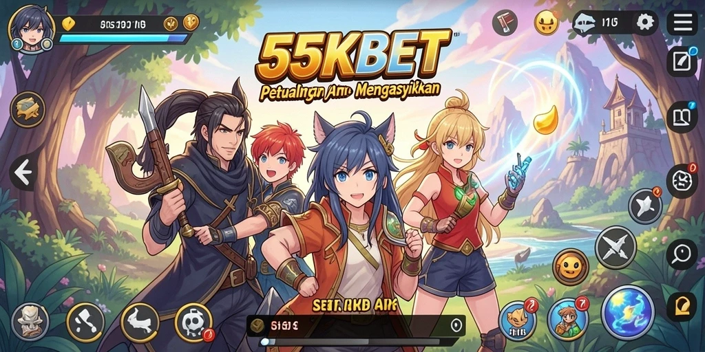 Tampilan gameplay seru dalam 55KBET dengan karakter Anime yang menarik.