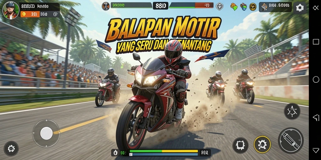 Gameplay 88ID menampilkan balapan motor yang mendebarkan dan menantang.