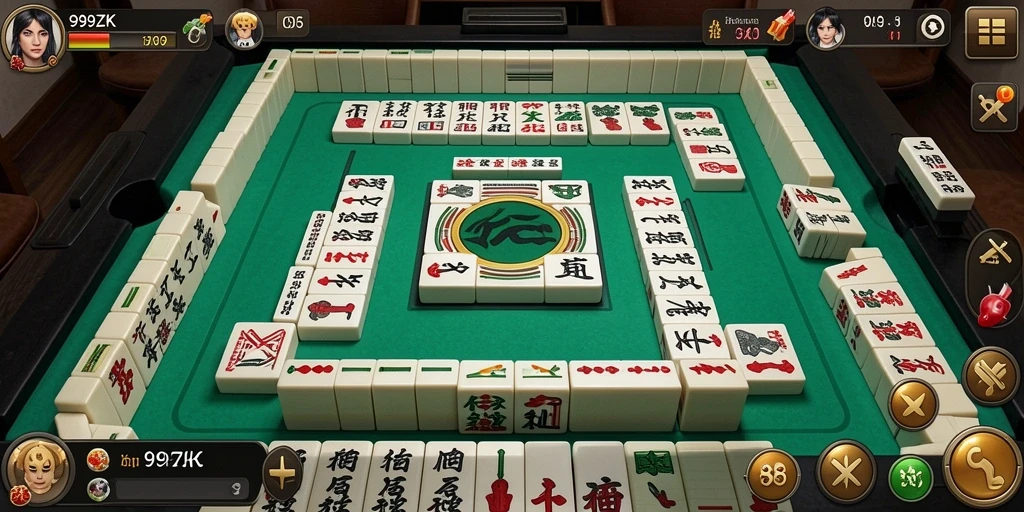 Screenshot gameplay 999ZK dengan grafis Mahjong yang menarik.