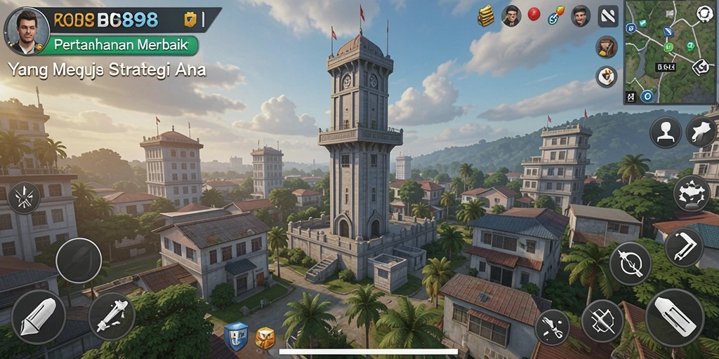 Tangkapan layar menggambarkan aksi menara yang menakjubkan dalam game Tower Defense.