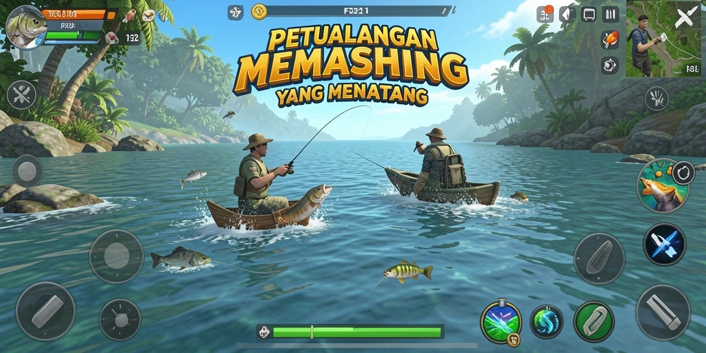 Tampilan gameplay <strong>F32</strong> yang mendebarkan saat memancing.