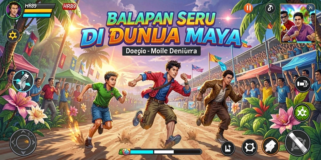 Screenshot gameplay HR89 menampilkan aksi balapan yang mendebarkan.