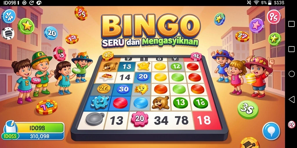 Tampilan gameplay ID098 yang menarik dengan kartu Bingo yang bervariasi.