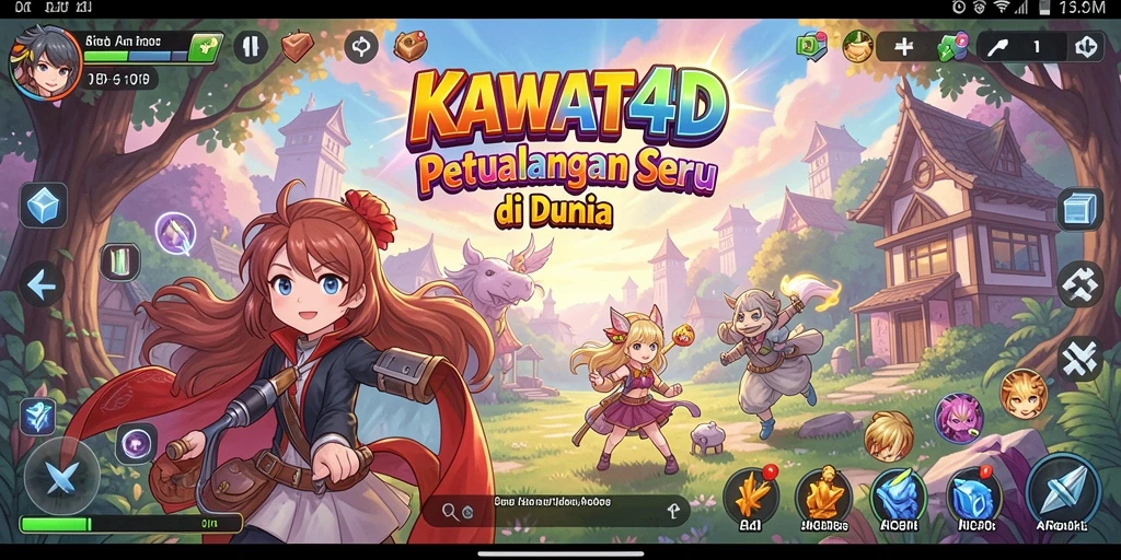 Tampilan aksi seru dalam permainan KAWAT4D dengan karakter anime.