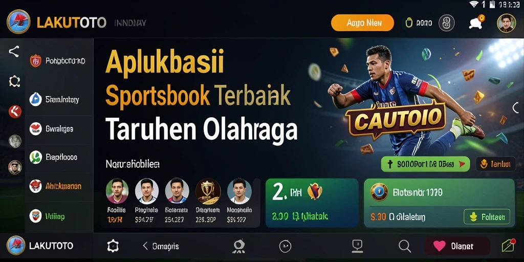 Tangkapan layar menunjukkan tampilan utama LAKUTOTO dengan pilihan taruhan olahraga.