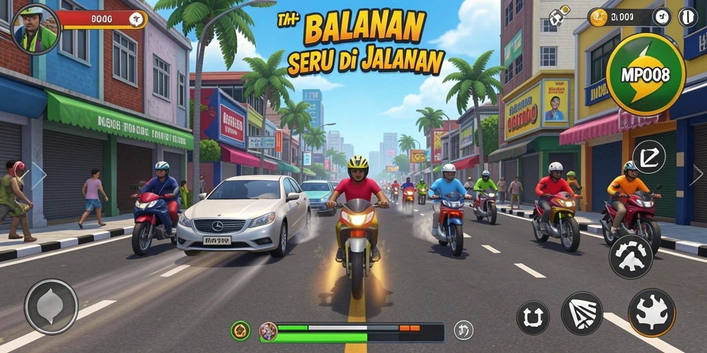 Gameplay seru dalam balapan multiplayer di MPO08.