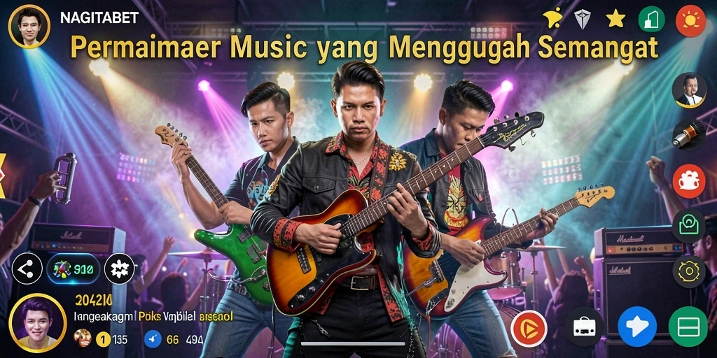 Tampilan gameplay NAGITABET dengan berbagai tantangan musik.