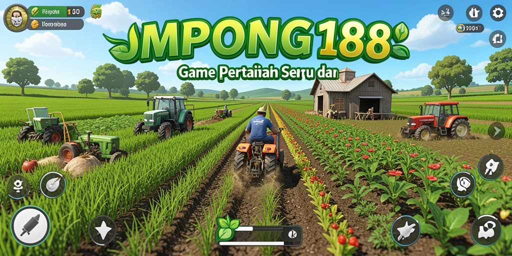 Screenshot gameplay OMPONG188 menampilkan aktivitas bertani yang seru dan interaktif.