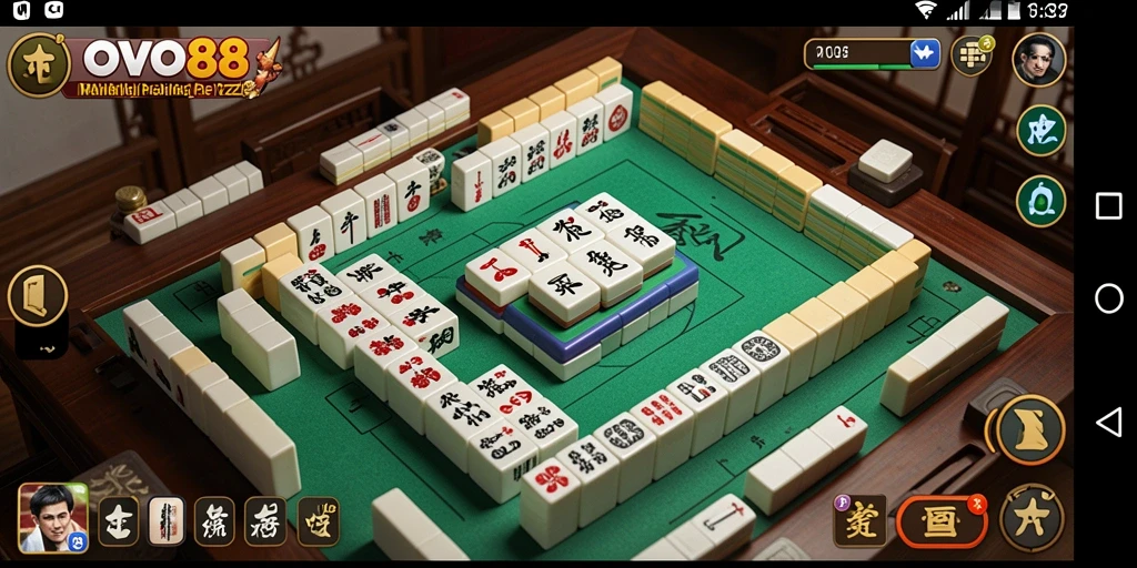 Tampilan gameplay OVO88 yang menarik dengan desain tile Mahjong.