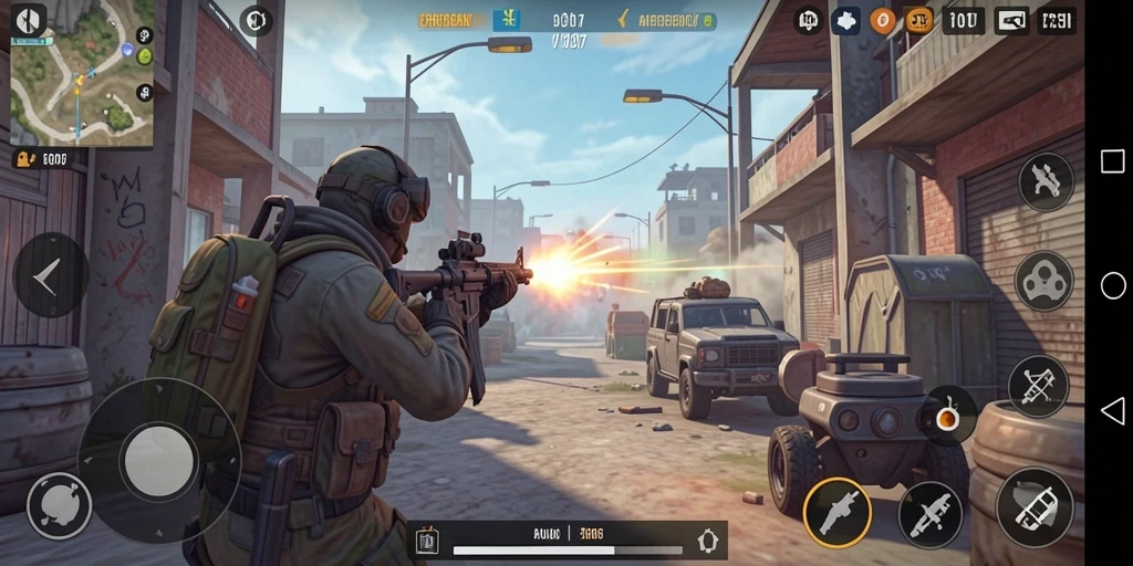Tampilan gameplay seru dari PRG007 dengan aksi tembak-menembak yang intens.