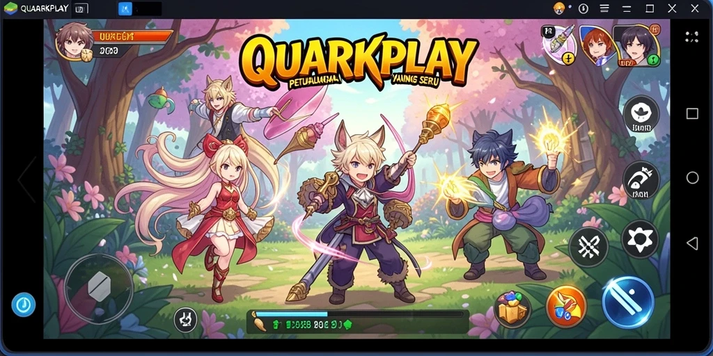 Tampilan dinamis dari gameplay <strong>QUARKPLAY</strong> yang penuh aksi dan karakter Anime.
