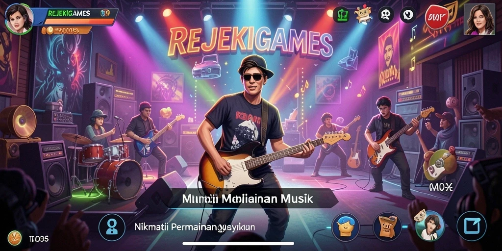 Tampilan gameplay <strong>REJEKIGAMES</strong> yang energik dengan lagu-lagu menarik.
