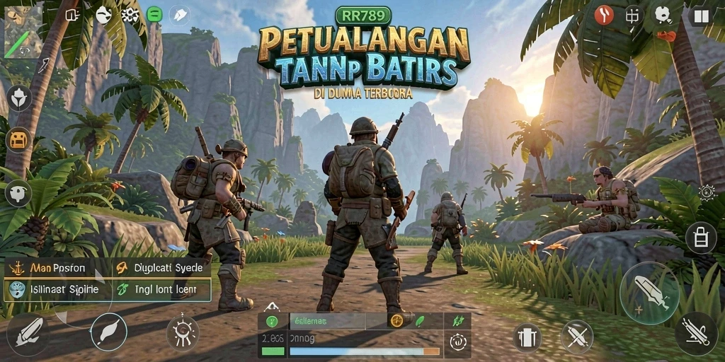 Tangkapan layar utama RR789 menampilkan karakter menjelajahi dunia terbuka.
