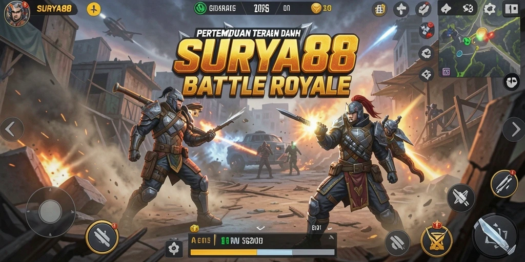 Gameplay mendebarkan dalam SURYA88 yang penuh aksi Battle Royale.